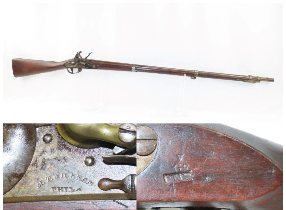 STATE of NEW JERSEY Antique M. WICKHAM Model 1816 FLINTLOCK MILITIA ...