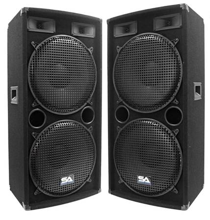 Photo Seismic Audio - Pair of Dual 15 PA DJ SPEAKERS 1000 Watts PRO AUDIO - $400