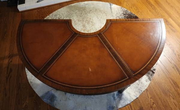 Photo Henredon Hardwood Hand Dyed Brown Leather Extending Coffee Table $350
