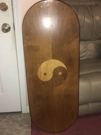 Photo Skateboard Wood Table (YinYang, Long Life,Happiness,Wealth,Good Luck) $100
