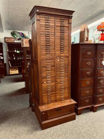 Photo Antique 72 Drawer Dallas Case Co. 84 Solid Oak 1800s File Cabinet $3,650