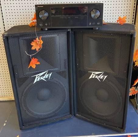 Photo Two PEAVEY PV115 Speakers  Pioneer VSX-1023-K Receiver $585