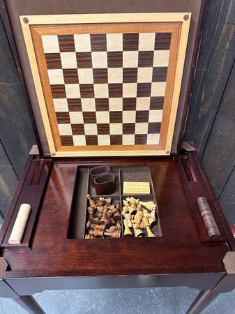 Photo Wood All-in-One Game Table Checkers Backgammon Chess MORE  $85