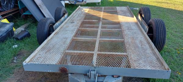 Photo heavy duty pivet torsion no axles title 6 ft. wide by 13 ft. long metal deck $3,500