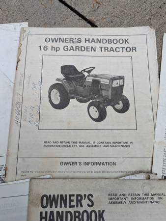 Photo Garden tractor manual literature etc free