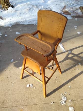 Photo Old wood high chair $6