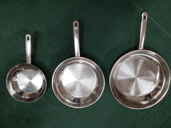 Photo 3 Piece Stainless Steel Frying Pan Set $55