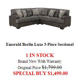 Photo SPECIAL BUY - NEW Cozy Charcoal  Tweed Designer Sectional $1,499