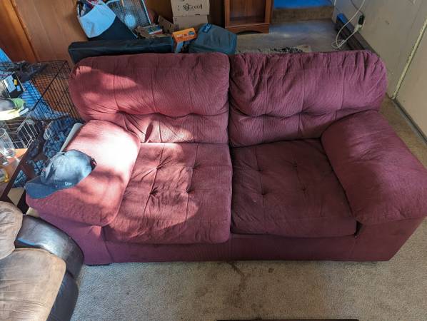 Photo Two Couches. 1 love seat. 1 reclining couch. $100