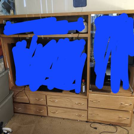 Photo large entertainment center (for flatscreen) $20