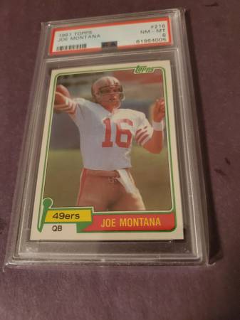Photo 1981 Topps Football Joe Montana ROOKIE RC 216 PSA 8 NM-MT $555