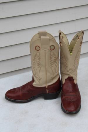Photo Durango Mens 12 D Two Tone Leather Pull On Cowboy Boots SW6402 Western $35