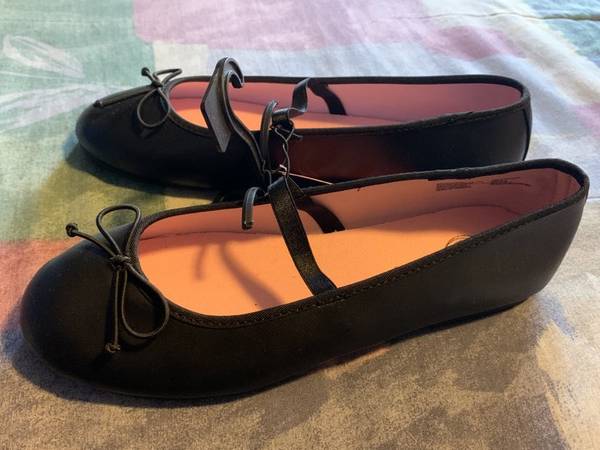 Photo Ladies WONDER NATION Black Flats Shoes Size 5- NEW $5