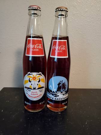 Lot 2 Coca-Cola Bottles North Dakota Centennial Celebrations 10oz Ful $5