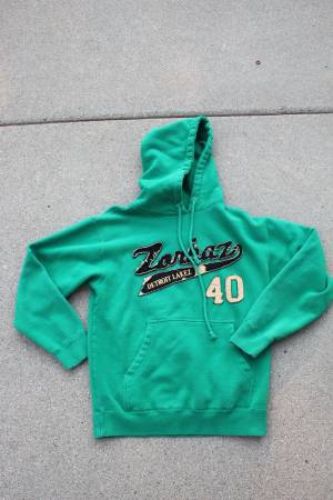 Mens Size S Small ZORBAZ Detroit Lakez Lakes Green Hooded Sweatshirt $12