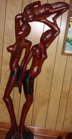 Photo Solid Hand-Carved Teak Wood African Piece $700