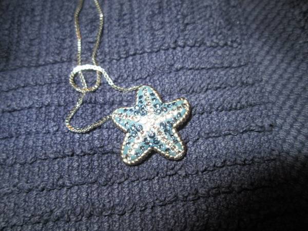 Photo Sterling silver beautiful blue and white topaz star necklace $45