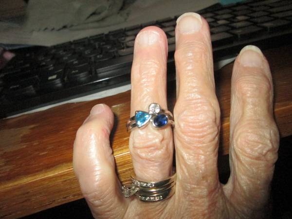 Photo Sterling silver blue stone navy blue and white stone ring $30