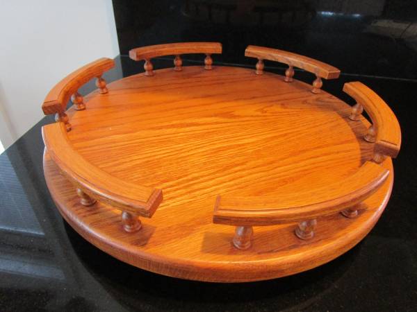 Photo Solid Oak Table Lazy Susan, Well Built, Durable $25