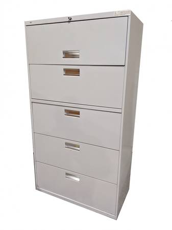 Photo Four 5-drawer HON lateral file cabinets $95