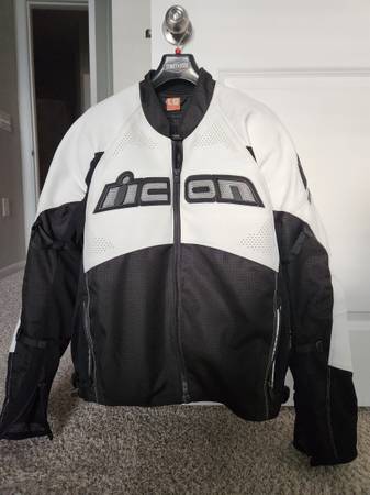 Photo Icon White Leather Motorcycle Jacket - Large $220