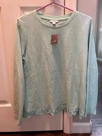 Photo NEW J Jill Seafoam Green Cotton Top -Size SmallMedium $22