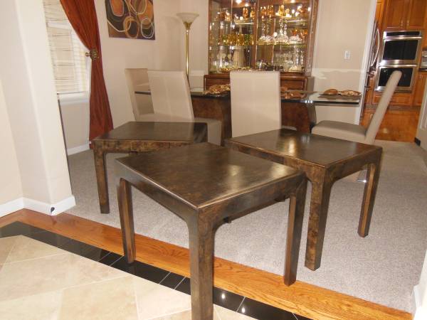 Photo Three Vintage Henredon Burl Wood End Tables $1,400