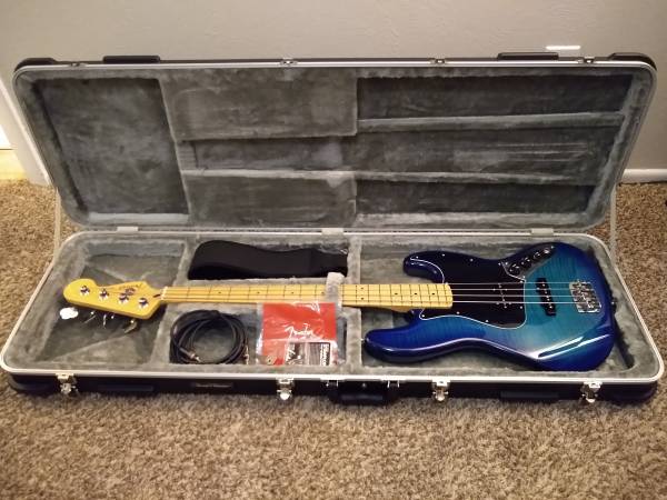 Upgraded Fender Player Jazz Bass with Hard Case and Extras $740