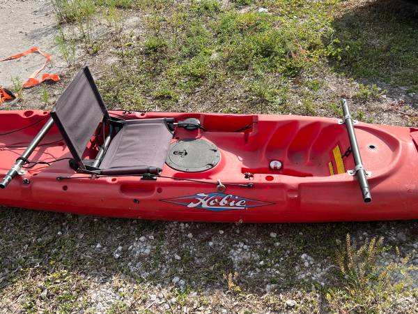 16 HOBIE KAYAK WITH PEDALS, SAIL KIT WITH PONTOONS, PADDLE  SEAT $1,295