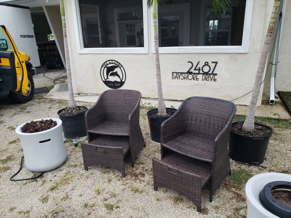 Photo 2 Small Space Outdoor Chairs with pull out ottomans firepits for sale $125