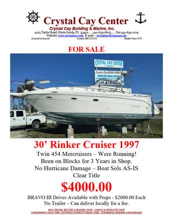 30 Rinker Cruiser 1997 Boat $4,000