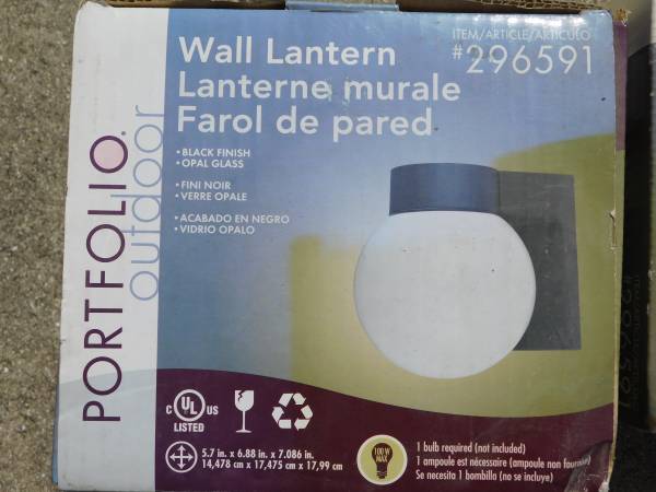 Photo 3 Polycarbonate Outdoor Wall Lantern Sconce with White Glass Globe $45