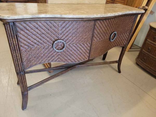Photo Marble top rattan credenza by Lexington Furniture $1,500