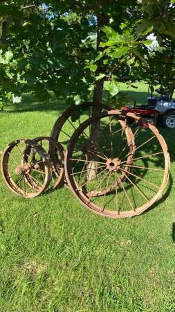 Photo 4 Antique Steam Engine Farm Tractor Wagon Industrial Wheels $125