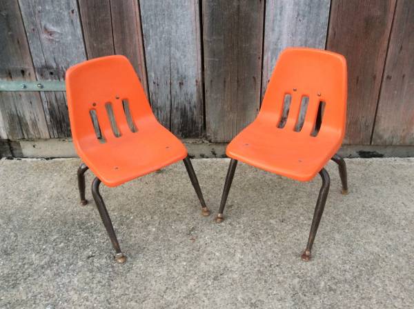 Photo Qty-2 Well Built Kids Vintage PlasticMetal Chairs $25