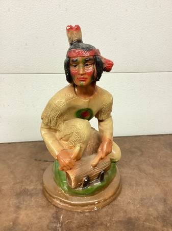 Photo Vintage Native American Indian Chalkware Statue $25