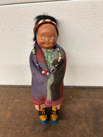 Photo Vintage Skookum Bully Good Indian Doll with Beads 10 Doll $30