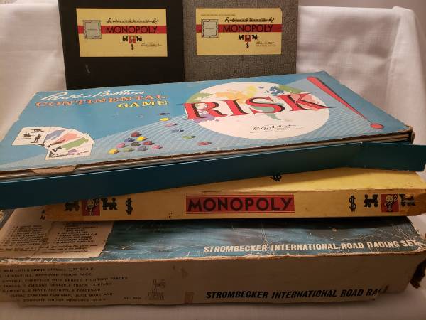 Photo Vintage Board Games  Monopoly, Risk, Road Racing Set $10