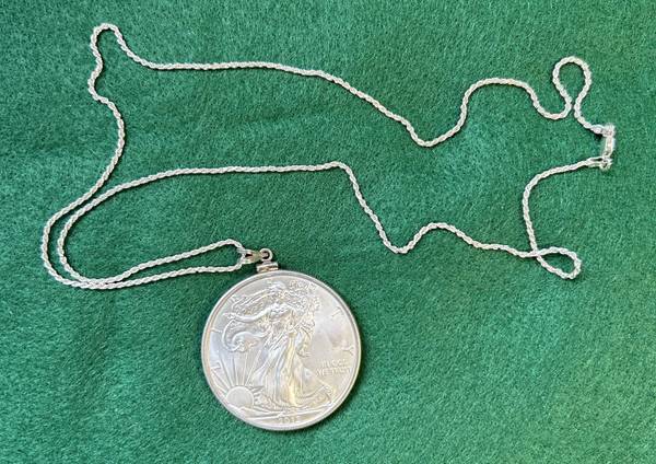 Photo 2013 American Silver Eagle with Bezel  Chain - Necklace $105