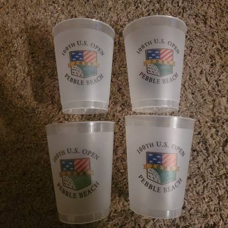 Photo 4 Plastic Cups 2000 US Open Golf Tiger Woods Winner $10