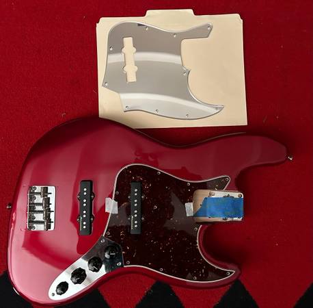 Photo Fender MIM Candy Apple Red Jazz Bass Body w active electronics $500