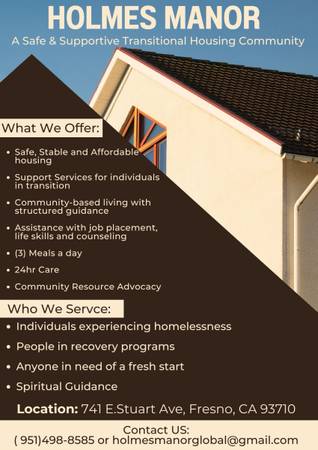 Holmes Manor (Transitional Housing) $800 | Rooms For Rent | Fresno, CA ...