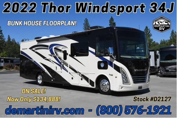 Photo NEW 2022 Thor Windsport 34J Full Wall Slide-Out Class A Gas Motorhome $134,888