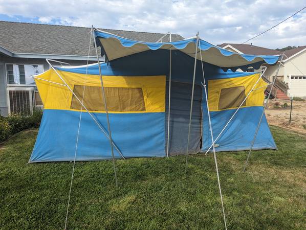 Photo Vintage SEARS Ted Williams Hillary 10-12 Person CANVAS CABIN TENT $400