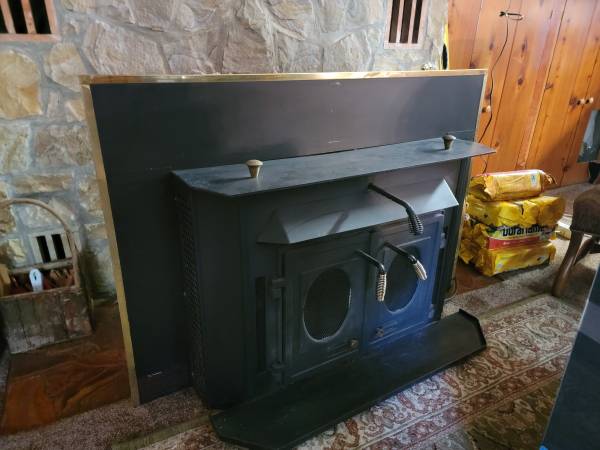 Photo Wood Fireplace Insert Cast Iron Stove Long Mfg $600