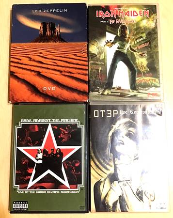 4 Rock DVDs Led Zeppelin, Iron Maiden, Rage Against the Machine, Otep $15