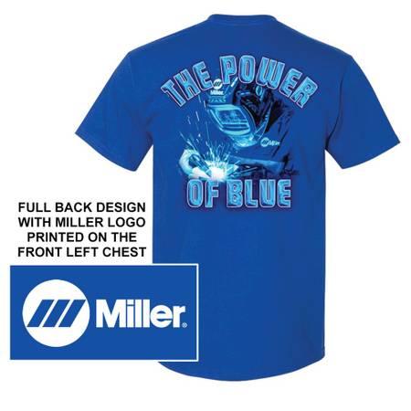 Photo MILLER WELDER THE POWER OF BLUE T-SHIRT BRAND NEW SIZE LARGE $25