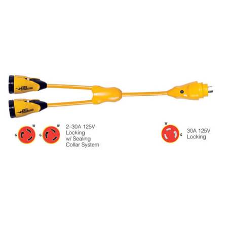 Photo Marinco Y30-2-30 EEL (2)30A-125V Female to (1)30A-125V Male Y Adapte $25