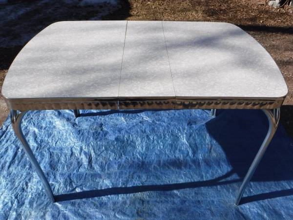Photo Mid-Century 1950s Vintage Formica  Chrome Kitchen Table Dining Leaf $160