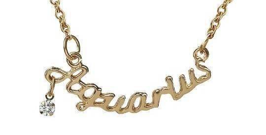 Photo Aquarius Womens Girls Gold Metal Color Zodiac Necklace $10